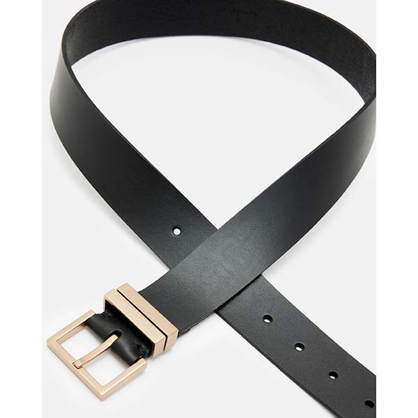 Allsaints Australia Womens Clair Metal Tip Leather Belt Black/Brass AU50-647